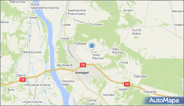 mapa Nowy Rachów, Nowy Rachów na mapie Targeo